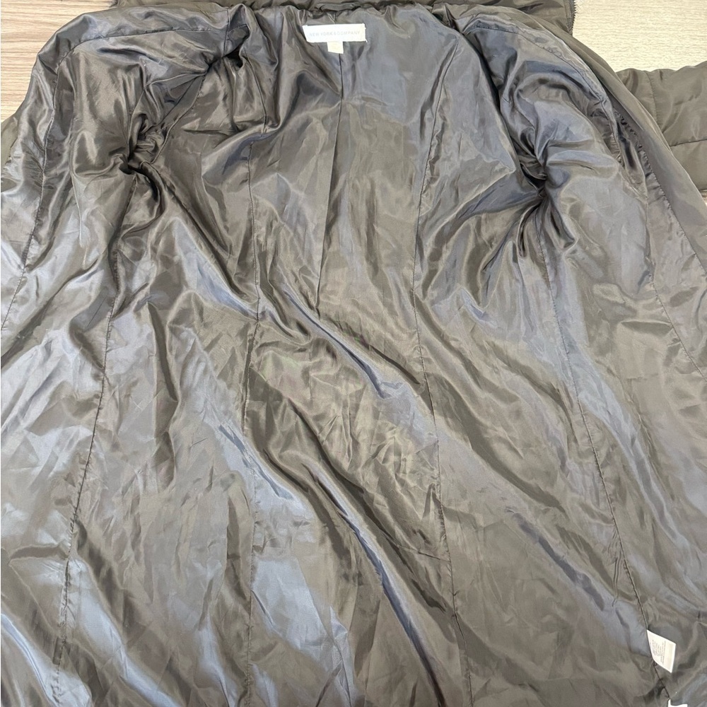 Jones New York Dark Brown Puffer Coat with Faux Fur Hood - Picture 5 of 9